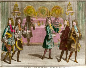 Buffet tarkoittaa välipaloja Ludvig XIV:n (1638-1715) perheen huoneistojen kuudennessa makuuhuoneessa Versailles