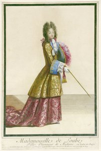 Mademoiselle de Loube, rouvan kunnianeito metsästyspuvussa. (otsikko esineessä)