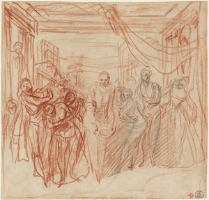 Italialaiset koomikot ottavat jousensa tekijältä Antoine Watteau