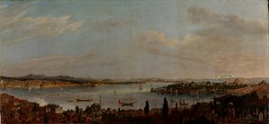 Panoraamanäkymä Istanbuliin, 1700-luvun toinen puoli. tekijältä Antoine de Favray