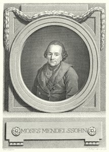 Moses Mendelssohn, saksalainen juutalainen filosofi (kaiverrus) tekijältä Anton (after) Graff