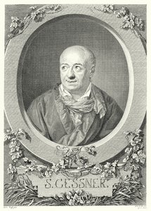 Salomon Gessner, sveitsiläinen taidemaalari ja runoilija (kaiverrus) tekijältä Anton (after) Graff