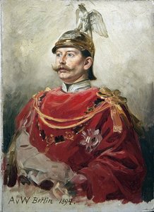 Guillaume II Muotokuva Saksan keisarista Wilhelm II:sta (1859-1941), Preussin kuninkaasta par Werner, Anton von (1843-1915). Öljy pahville, koko: 32x22,5