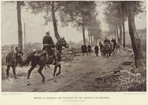 Bismarckin ja Napoleonin tapaaminen Doncheryn sillalla. tekijältä Anton Alexander von Werner