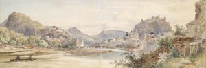 Saksa: Salzburgin kaupungin ja Hohensalzburgin linnoituksen panoraama tekijältä Anton Altmann