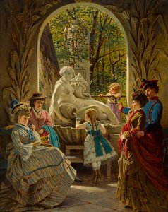 Pavillon du festival de Printemps a Schonbrunnin, Vienne - Messukevään paviljonki Schönbrunnissa - Anton Ebert (1845-1896). Öljy puulle Mitat: 65x52 cm Yksityiskokoelma