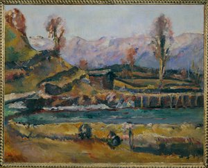 Maisema lähellä Maishofenia, Itävalta (maalaus kankaalle)