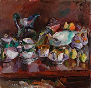 Asetelma kahvikupeilla - Anton Faistauerin (1887-1930) maalaus