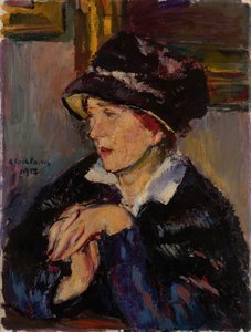 Nainen tummalla hatulla, 1917