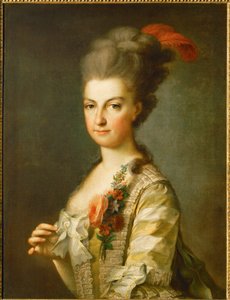 Arkkiherttuatar Marie-Christine raidallisessa silkkipuvussa (maalaus kankaalle)