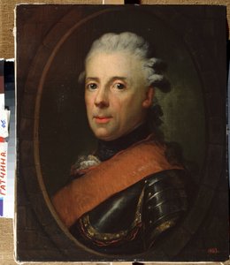 ""Preussin prinssi Henrikin (1726-1802), Frederic Suuren veljen muotokuva" Anton Graffin (1736-1813) maalaus 1760-1770 Valtion ulkoilmamuseon palatsi Gatchina, Pietari tekijältä Anton Graff