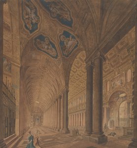 Sisäkuva Santa Maria Maggioren basilikasta, Rooma, 1833. tekijältä Anton Hallmann