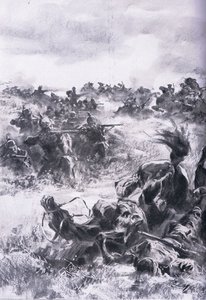 Venäjän 14. ratsuväen prikaatin tappio Praszyszissa, Pubista The Illustrated History of the World War 1914-1915. kirjoittanut Union Berlagsefellfchaft tekijältä Anton Hoffman