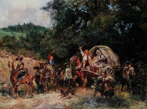 Camp Followers, n. 1900 (öljy kankaalle) tekijältä Anton Hoffmann