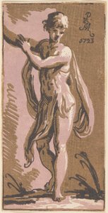 Seisova nuori, joka viittasi oikealle tekijältä Anton Maria Zanetti I, after Parmigianino