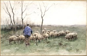 Paimen ja hänen laumansa tekijältä Anton Mauve