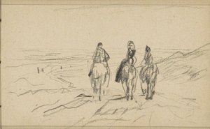 Kolme ratsastajaa dyyneillä tekijältä Anton Mauve