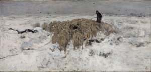 Lammaslauma ja paimen lumessa tekijältä Anton Mauve