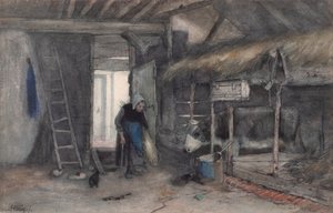 Morning Chores, n. 1845-1865 (akvarelli paperille) tekijältä Anton Mauve