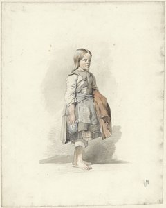 Pysyvä tyttö kannu ja viitta kainalossaan tekijältä Anton Mauve