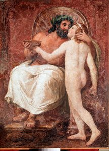 Jupiter ja Ganymede Zeus suutelemassa rakastajaansa Ganymedea. Anton Raphael Mengsin (1728-1779) fresko kankaalle 1700-luvun aurinko. 178,7x137 cm Rooma, Galleria Nazionale Corsini