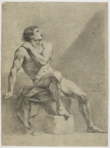 Istuva miesalaston, vinosti oikealle, katse ylöspäin tekijältä Anton Raphael Mengs