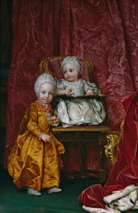 Espanjaksi:  Itävalta: Los archiduques Fernando y María Ana de Austria Itävallan arkkiherttua Ferdinand ja Itävallan arkkiherttuatar Maria Anna. tekijältä Anton Raphael Mengs