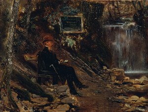 Kirjailija Hermann Rollett vesiputouksella tekijältä Anton Romako