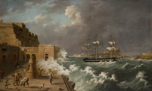 Satamakuva, Malta (öljy kortille) tekijältä Anton Schranz