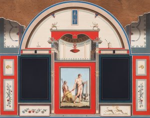 Seinämaalaus roomalaisesta talosta Villa Negronin alueella Roomassa, Adonis nuoren miehen kanssa. 1779