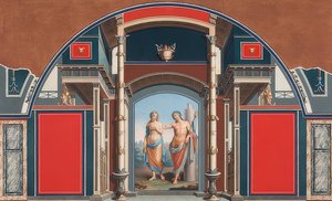 Roomalaisen Villa Negronin alueella Roomassa sijaitsevan roomalaisen talon seinämaalaus, Bacchus ja Ariadne. 1783