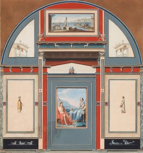 Roomalaisen Villa Negronin alueella Roomassa sijaitsevan roomalaisen talon seinämaalaus, Venus ja Adonis. 1781