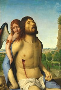 Kuollut Kristus enkelin tukemana tekijältä Antonello da Messina