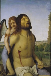 Kuollut Kristus enkelin tukemana tekijältä Antonello da Messina