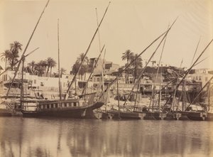 Näkymä Assuanista - Niilin varrella, n. 1870-1880 luvut. tekijältä Antonio Beato