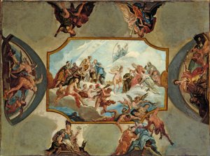 Kunnioitus vaaliruhtinaalle Johann Wilhelm von der Pfalzille - Suunnittelu katto maalaukselle Bensberg Castlille