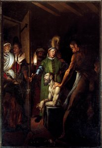 Antonio Campin (1524-1587) maalaus Pyhän Johannes Kastajan dekolaatiosta 1571 noin. Aurinko. 280x192 cm San Paolo Converson kirkko Milanossa