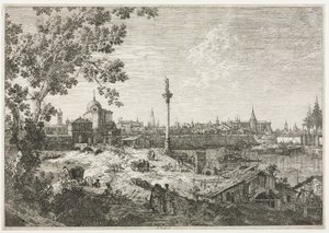 Panoraama kaupunkiin joella tekijältä Antonio Canaletto