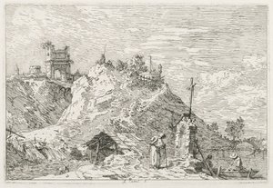 Näkymät: Pilgrim at Prayer, 1735-1746. tekijältä Giovanni Antonio Canal