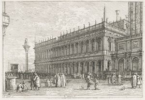 Näkymät: Kirjasto, Venetsia, 1735-1746. tekijältä Giovanni Antonio Canal