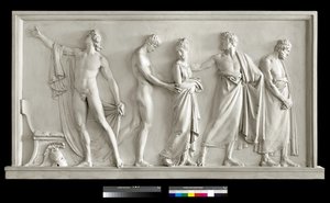 Akilles luovuttaa Briseiksen Agamemnonin sanansaattajille , 1787-90 (kipsi) tekijältä Antonio Canova