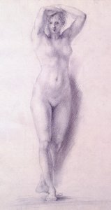 Antonio Canovan (1757-1822) käsivarret kohotettu naishahmo, piirustus tekijältä Antonio Canova