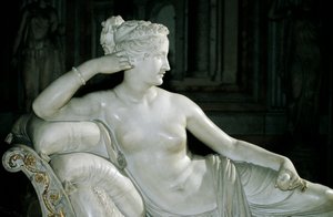 Paolina Borghese Venus Victrixinä, kirjoittanut Antonio Canova (1757-1822), valkoista marmoria tekijältä Antonio Canova