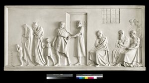 Sokrates jättää perheensä, 1787-1790 (kipsi) tekijältä Antonio Canova