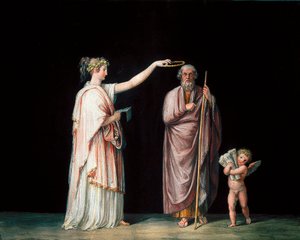 Muse Calliope ja Homer. Antonio Canovan (1757-1822) tempera, noin 1798. tekijältä Antonio Canova