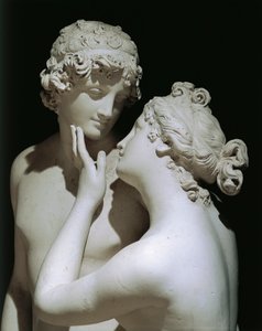 Antonio Canovan (1757-1822) Venus ja Adonis, marmorihahmoryhmä, yksityiskohta