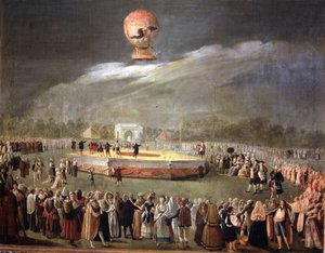 Balloon Ascension in the Gardens of Aranjuez, n. 1783 (öljy kankaalle)