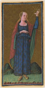 Tähti, faksimile tarot-kortista "Visconti"-pakasta, 1441-47