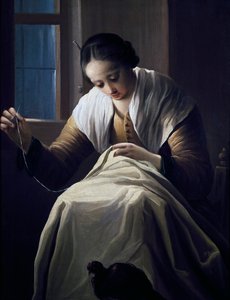 Ompelija, Antonio Cifrondi (1657-1730), Öljy kankaalle tekijältä Antonio Cifrondi