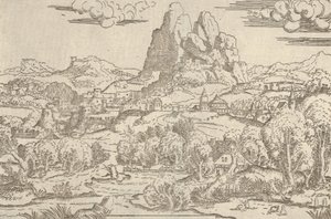 Maisema Venuksesta Pushing Cupid -kehys, 1540-45. tekijältä Antonio Fantuzzi